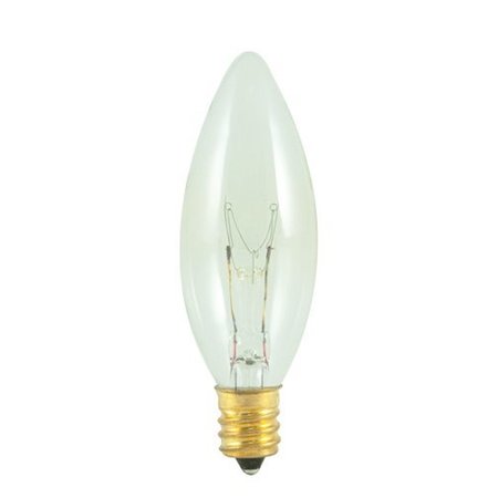 BULBRITE 25w Dimmable Clear B8 Torpedo 25mm Incandescent Lght Bulb Candelabra (E12) Bse, 2700K Warm Wht, 50PK 861985